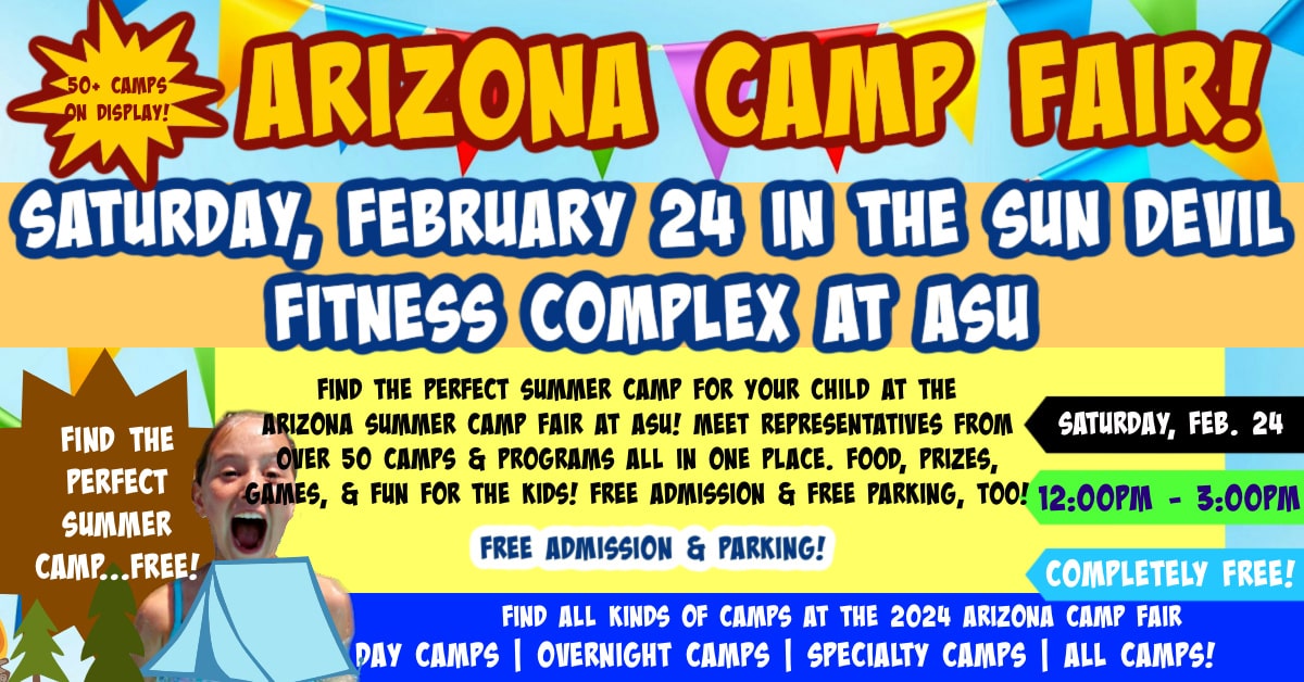 Colorful Arizona Camp Fair banner ad image