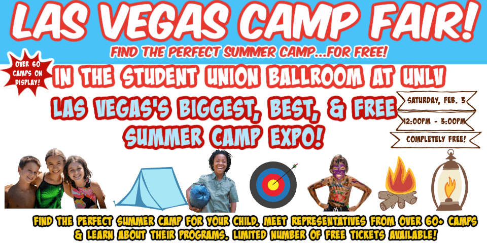 Las Vegas Camp Fair colorful promotional banner.
