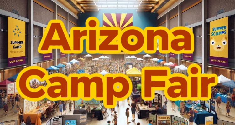 Image of the bustling indoor camp fair at ASU taking place Saturday, Feb. 24, 2024